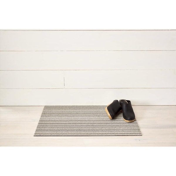 Chilewich Chilewich 18 in. W X 28 in. L Gray/White Skinny Stripe Polyester/Vinyl Door Mat 200134-001 - main